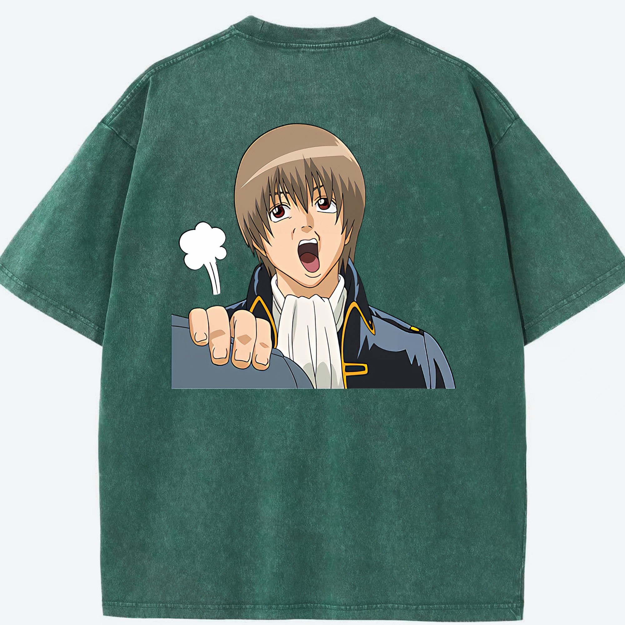 （画像用） ぎんたま 坂田銀時（さかたぎんとき） 神楽 志村新八（しむら しんぱち） GINTAMA Sakata Gintoki Kagura Shimura Shinpachi 綿100% ヴィンテージ風 半袖Tシャツ（背面プリント）